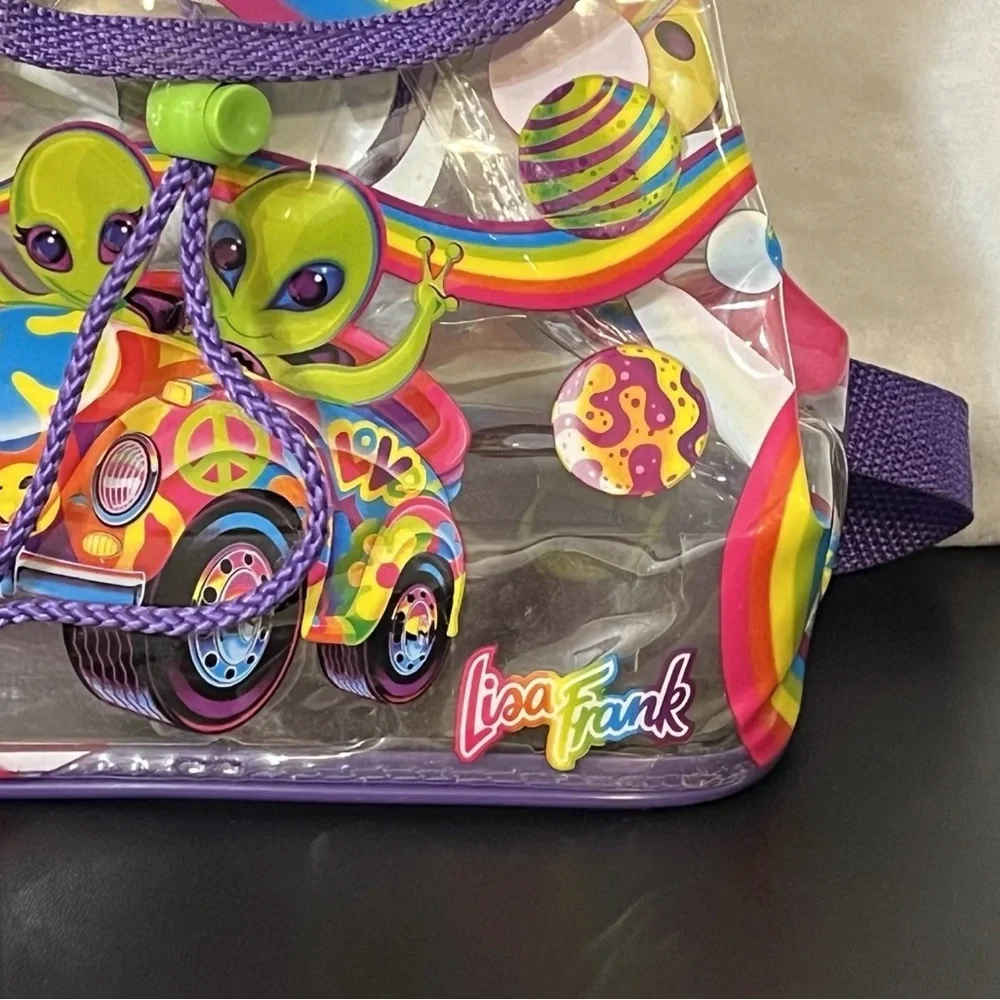 Lisa Frank Vintage 90s Zorbit & Zoomer Rainbow Alien Clear Mini Backpack